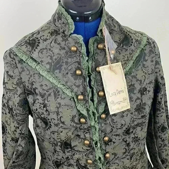 🆕nwt Lucy Paris brocade jacket with lace t… - Picture 4 of 11